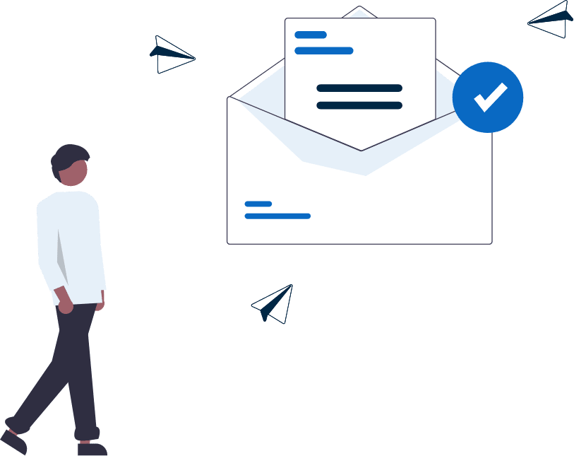 man receiving email confirmation notification