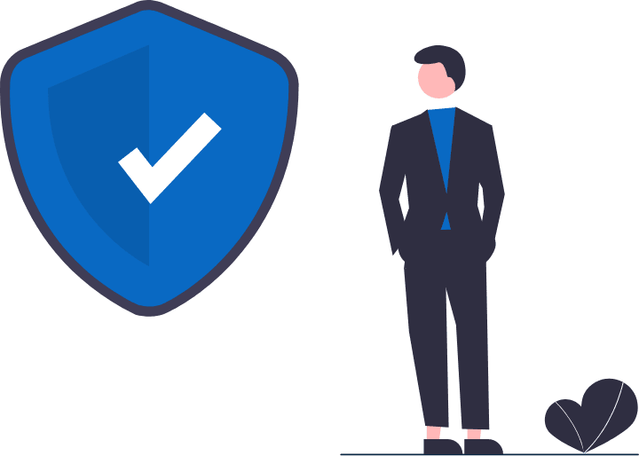man standing confidently with security badge