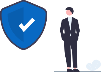 man standing confidently with security badge