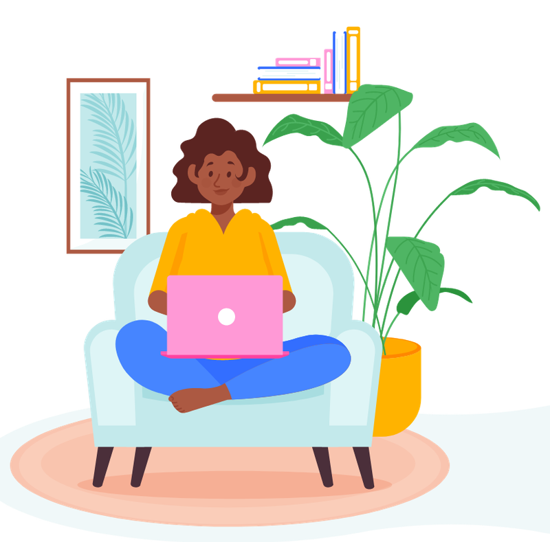 person working comfortably from home