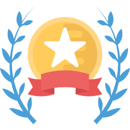 medal with ribbon and laurels