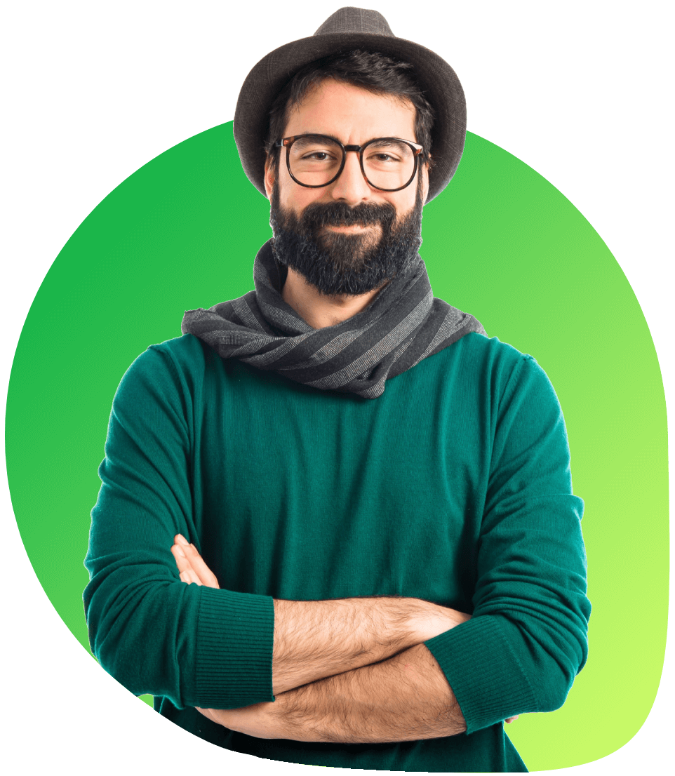 confident remote professional on a vibrant digital platform