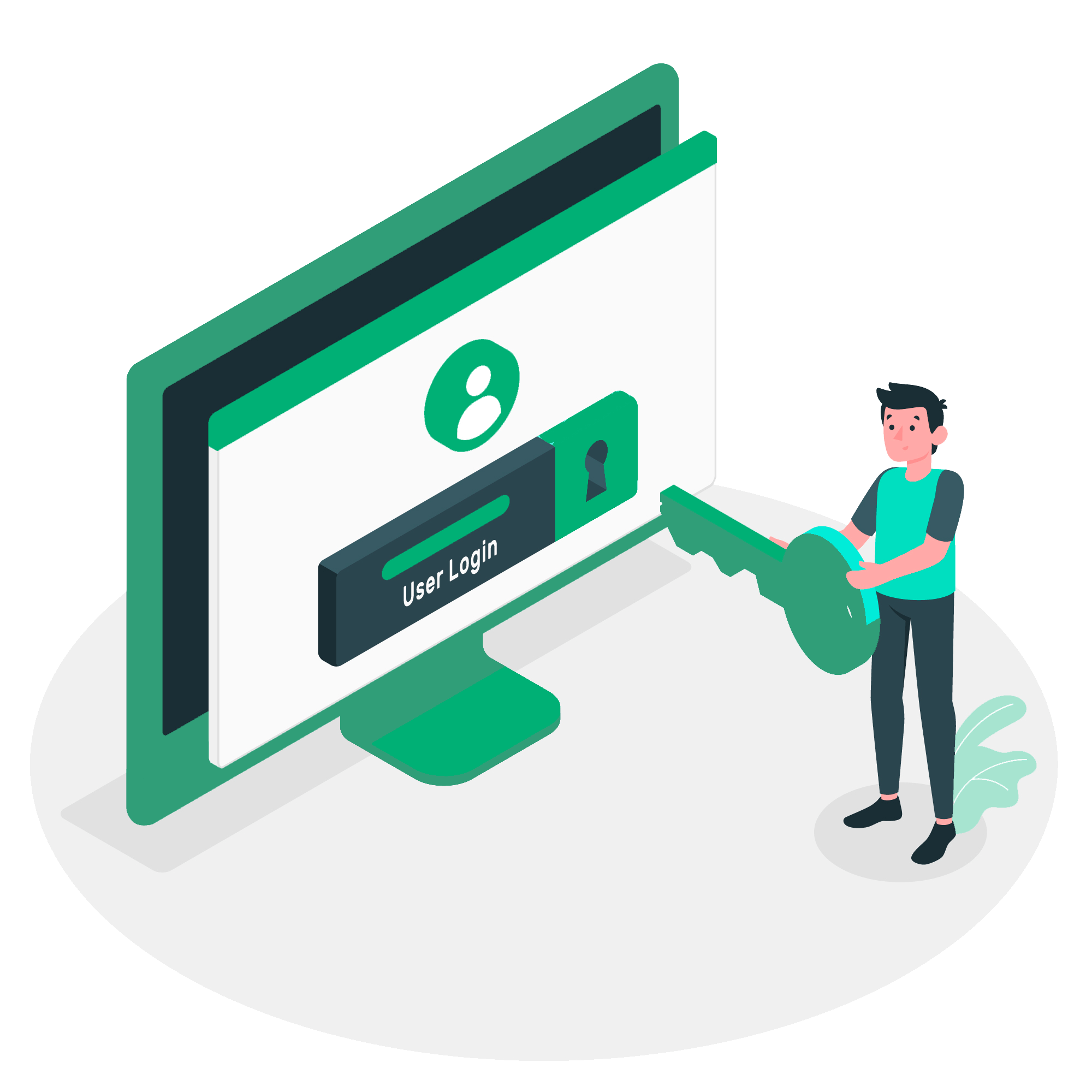 man signing into an account