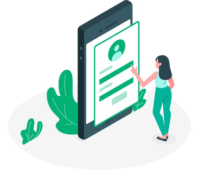 woman registering on mobile platform