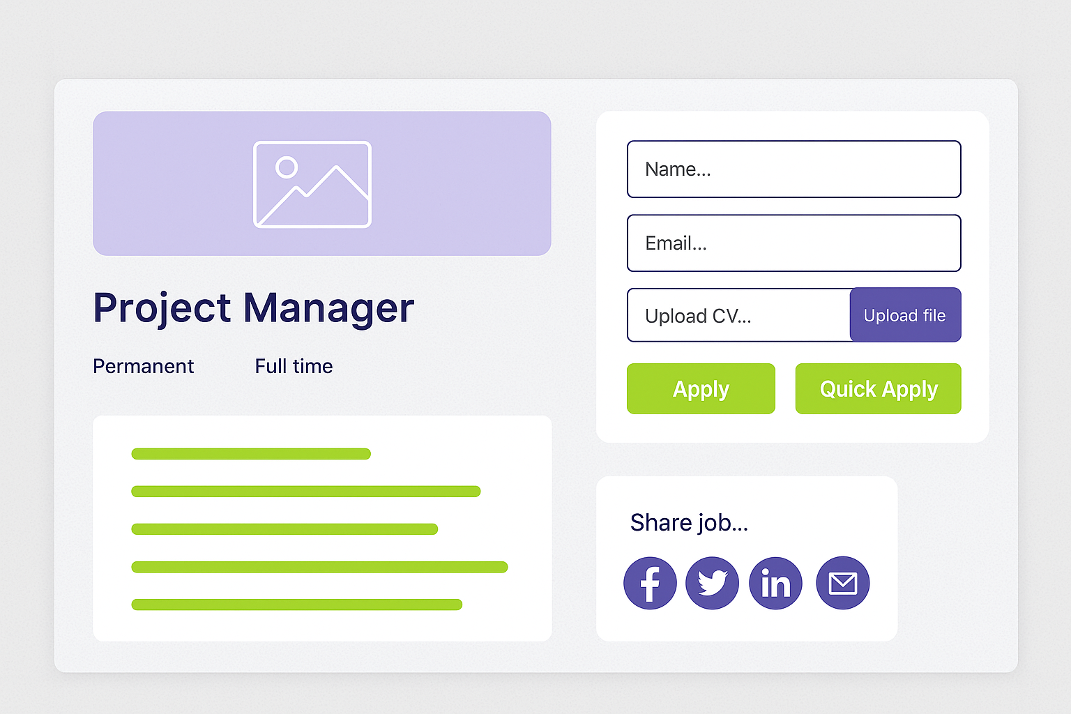 online job application form shown