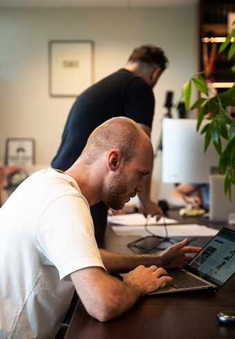 deep focus on laptop work