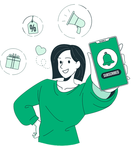 woman showing subscribed notification